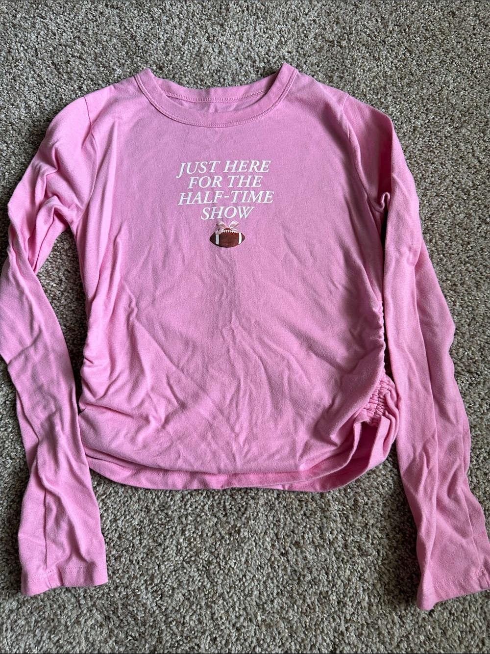 Women’s Pink Long-Sleeve Graphic Pullover - Just Here For The Half-Time Show